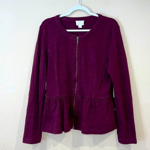 Caslon business casual pocket tunic zipper sweater top  sz L - Picture 1 of 5